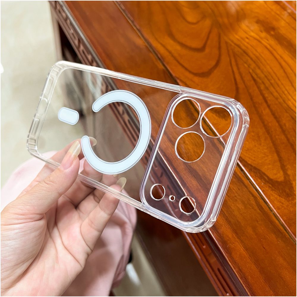 Fundas al por mayor para iPhone 16 funda magn tica Apple 17 Pro Max Crystal Hole funda para m vil Magsafe transparente 15 funda para tel fono 12 image 1