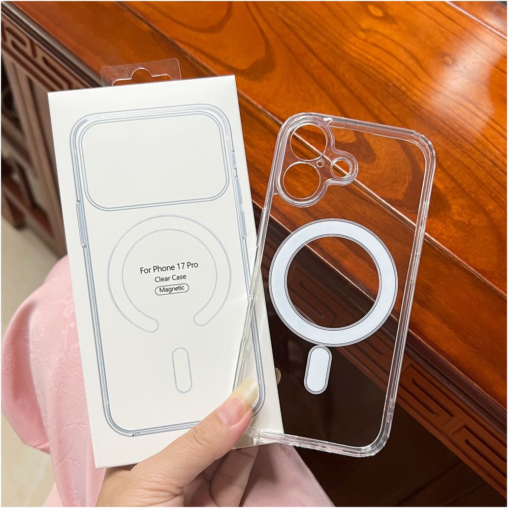 Fundas para iPhone 16 funda magnética Apple 17 Pro Max Crystal Hole funda para móvil Magsafe transparente 15 funda para teléfono 12