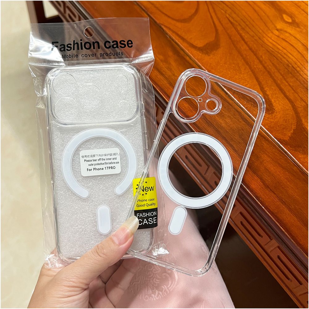 Fundas para iPhone 16 funda magnética Apple 17 Pro Max Crystal Hole funda para móvil Magsafe transparente 15 funda para teléfono 12