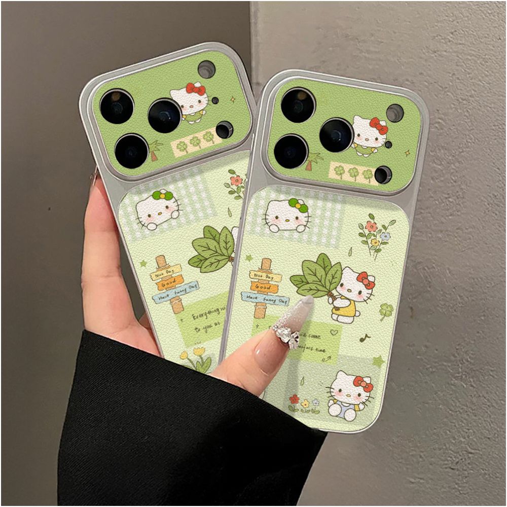 A cute and refreshing Oppo phone case with a grapefruit leaf design and a large window instantly transforming it into a cartoon style Also suitable for Reno15 PRO in lambskin leather image 0