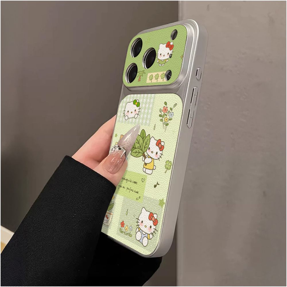 A cute and refreshing Oppo phone case with a grapefruit leaf design and a large window instantly transforming it into a cartoon style Also suitable for Reno15 PRO in lambskin leather image 2