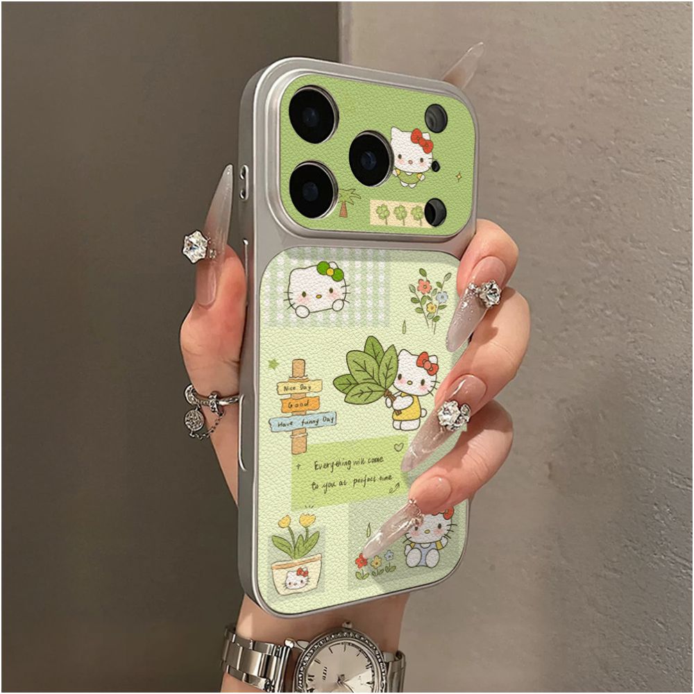 A cute and refreshing Oppo phone case with a grapefruit leaf design and a large window instantly transforming it into a cartoon style Also suitable for Reno15 PRO in lambskin leather image 4