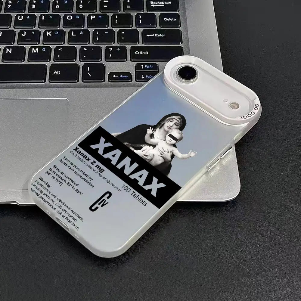 C-Chill Pill XANAXS Phone Case For iPhone 17 16 15 14 13 12 11 Pro Max Air Matte Laser Aurora Shockproof Funda