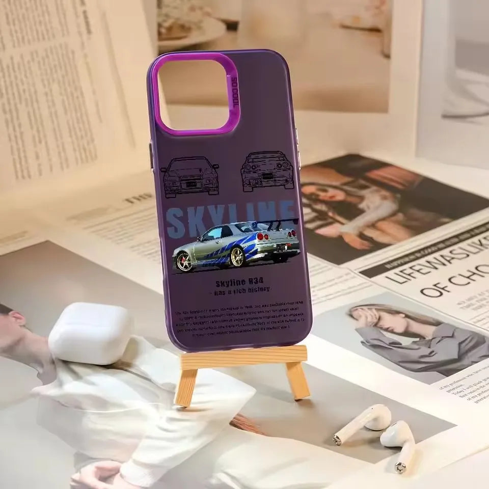 Cool Racing Style Lines Phone Case For iPhone 17 16 15 14 13 12 11 Pro Xs Max Mini 8 7 Plus X XR Air 16e 17e Silver IMD Cover