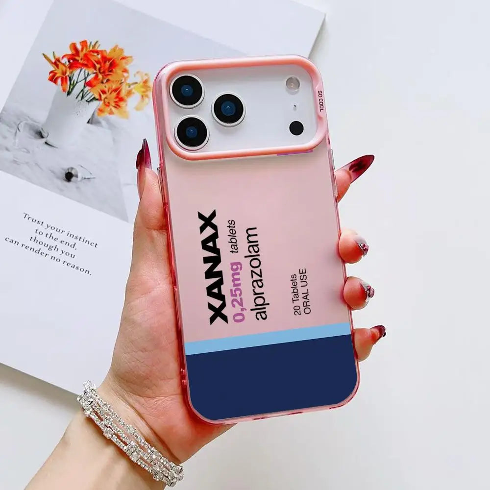 C-Chill Pill XANAXS Phone Case For iPhone 17 16 15 14 13 12 11 Pro Max Air Matte Laser Aurora Shockproof Funda