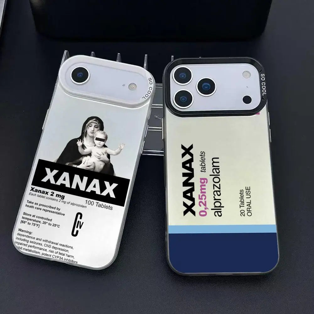C-Chill Pill XANAXS Phone Case For iPhone 17 16 15 14 13 12 11 Pro Max Air Matte Laser Aurora Shockproof Funda