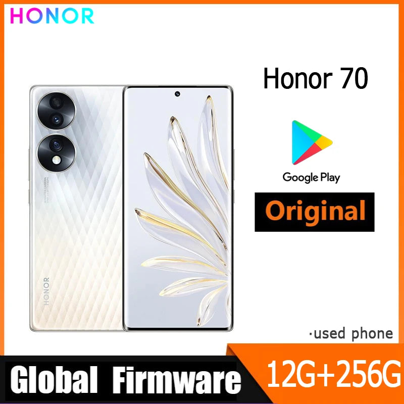 HONOR 70 5g Smartphone Global Firmware 6.67-inch 4800mAh rear camera 54MP Snapdragon 778G Plus RAM 12GB ROM 512GB used phone