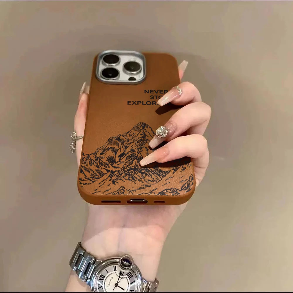 Luxury Mountain Simple Case For Samsung Galaxy S25 S24 S23 Ultra S22 S21 Plus FE A57 A56 A55 A54 A53 A36 A35 A34 5G Anti Fundas