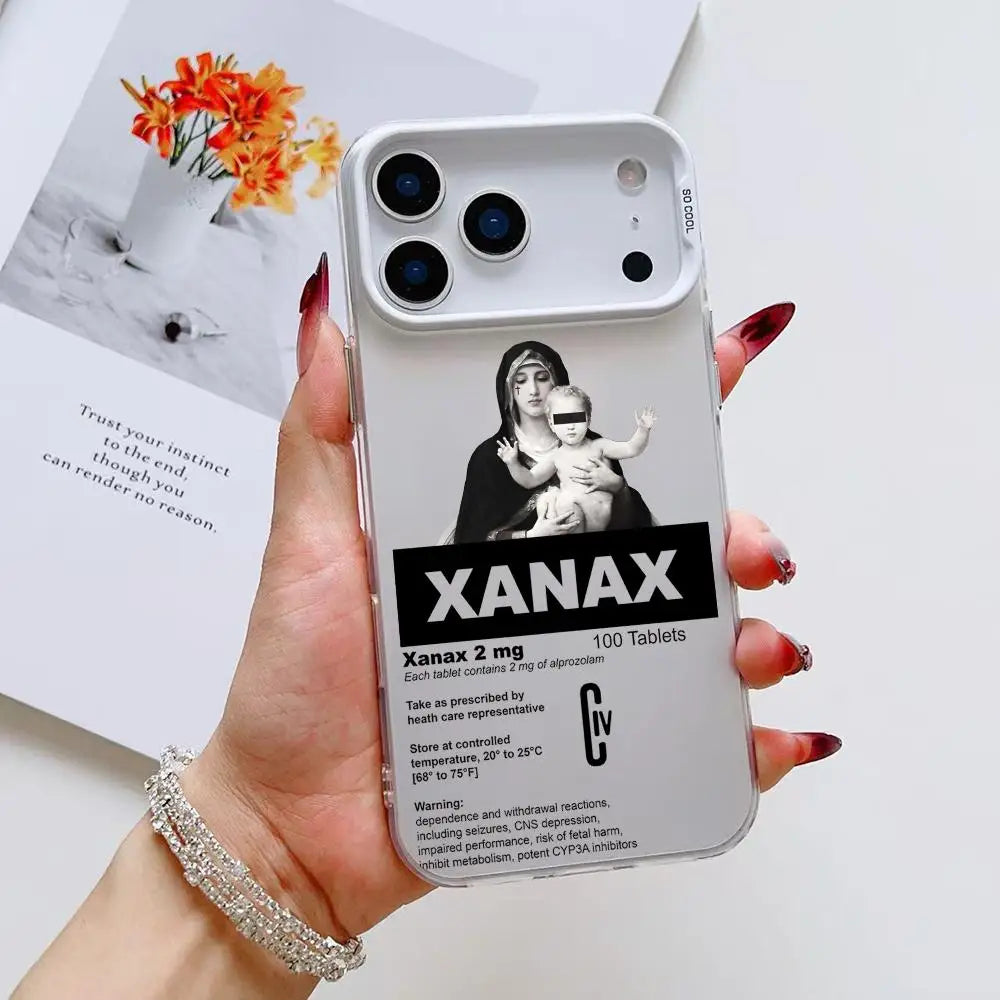 C-Chill Pill XANAXS Phone Case For iPhone 17 16 15 14 13 12 11 Pro Max Air Matte Laser Aurora Shockproof Funda