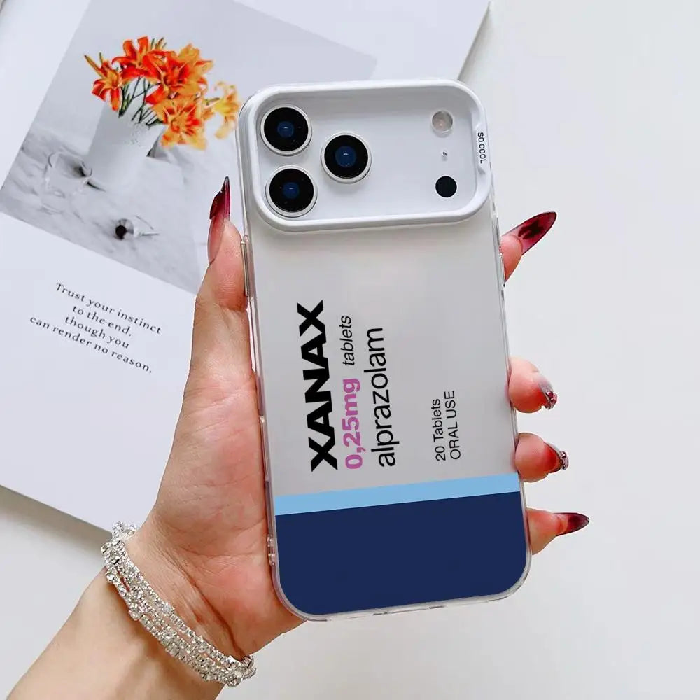 C-Chill Pill XANAXS Phone Case For iPhone 17 16 15 14 13 12 11 Pro Max Air Matte Laser Aurora Shockproof Funda