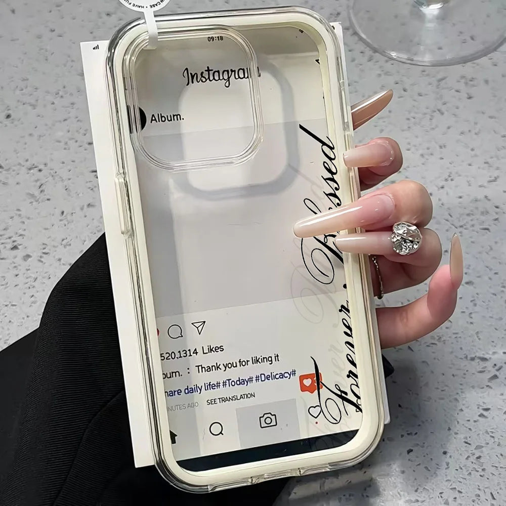 Forever Blessed Simple Clear Phone Case For iPhone 17 13 16 15 11 12 14 Pro Max 17 Air XR X Case Silicone Shockproof Soft Cover