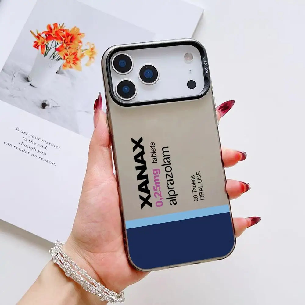 C-Chill Pill XANAXS Phone Case For iPhone 17 16 15 14 13 12 11 Pro Max Air Matte Laser Aurora Shockproof Funda