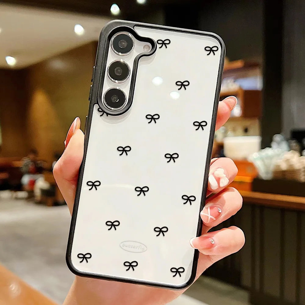 Bow Transparent Phone Case For Samsung Galaxy S25 Ultra S26 Ultra S25 For Samsung S26 S24FE 5G S23 S24 S23 FE Case Cover Plastic