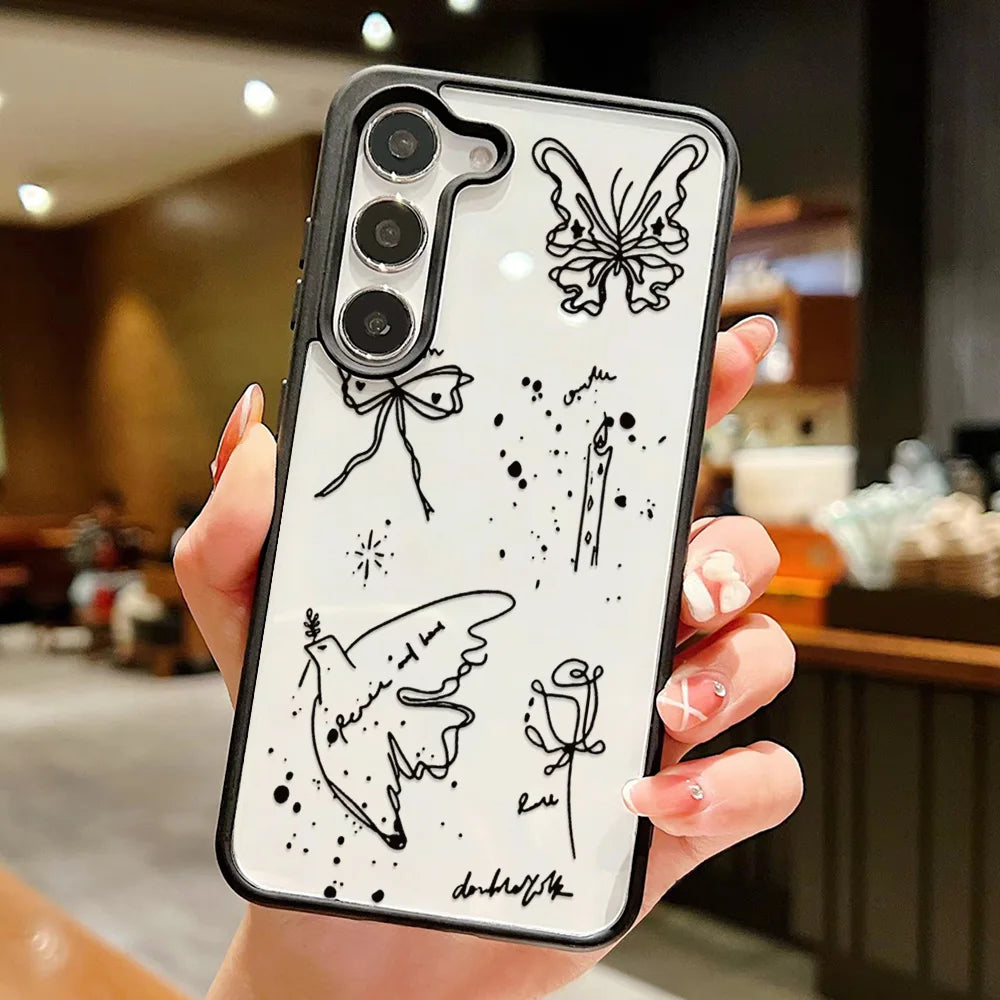 Bow Transparent Phone Case For Samsung Galaxy S25 Ultra S26 Ultra S25 For Samsung S26 S24FE 5G S23 S24 S23 FE Case Cover Plastic