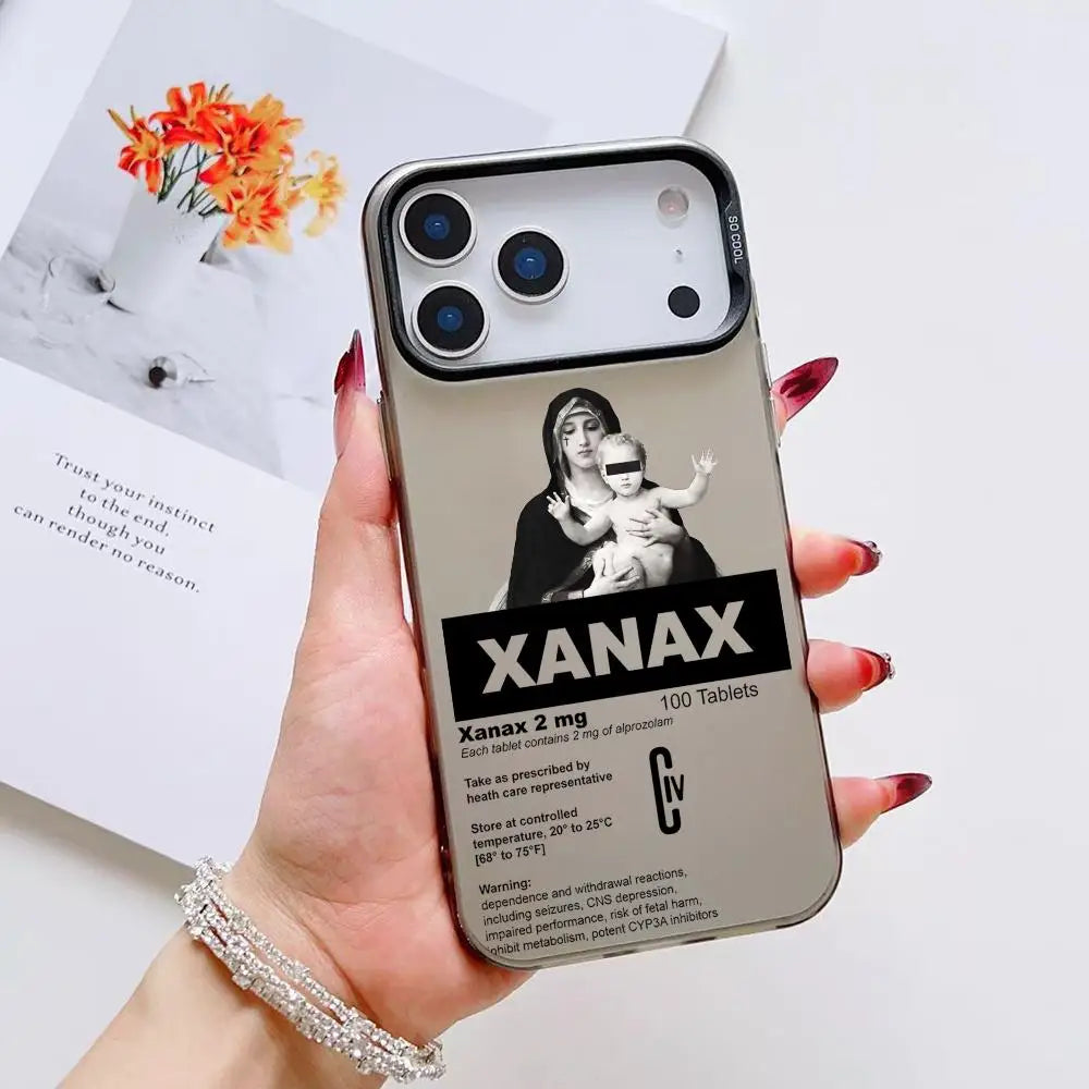 C-Chill Pill XANAXS Phone Case For iPhone 17 16 15 14 13 12 11 Pro Max Air Matte Laser Aurora Shockproof Funda