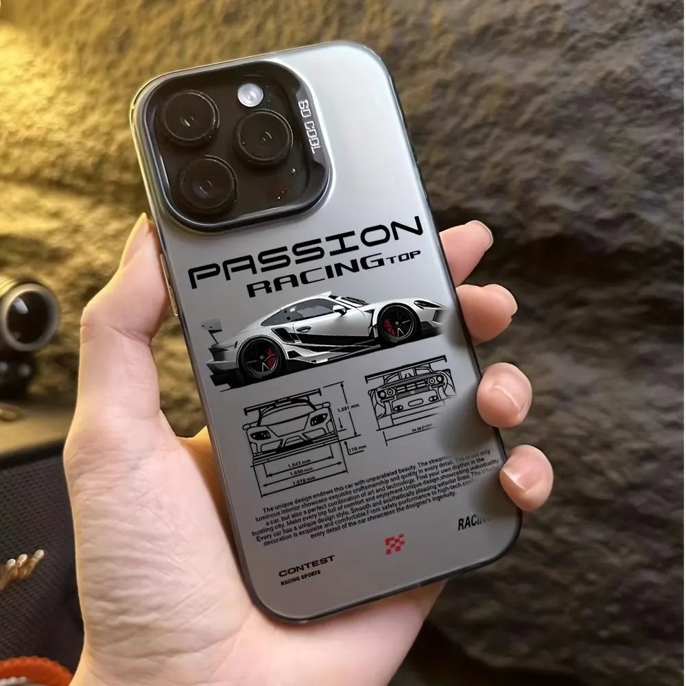 Cool Racing Style Lines Phone Case For iPhone 17 16 15 14 13 12 11 Pro Xs Max Mini 8 7 Plus X XR Air 16e 17e Silver IMD Cover