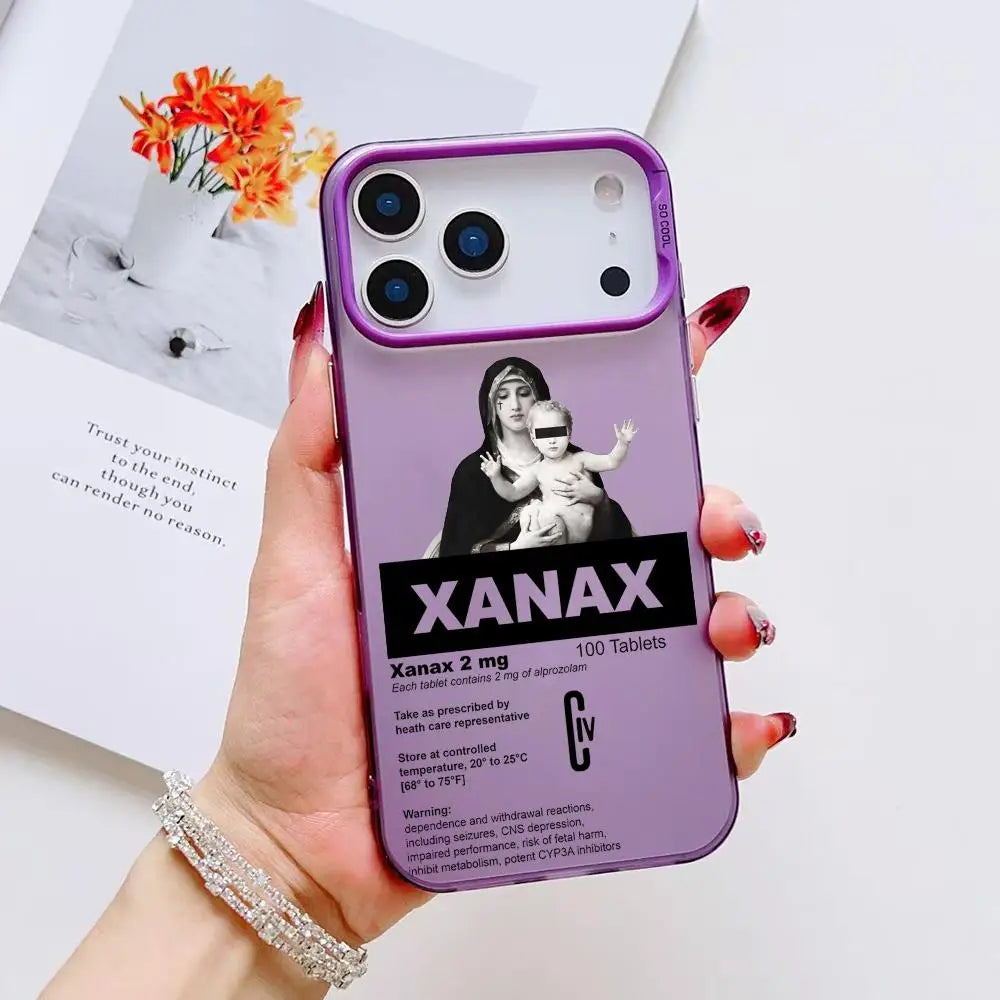 C-Chill Pill XANAXS Phone Case For iPhone 17 16 15 14 13 12 11 Pro Max Air Matte Laser Aurora Shockproof Funda
