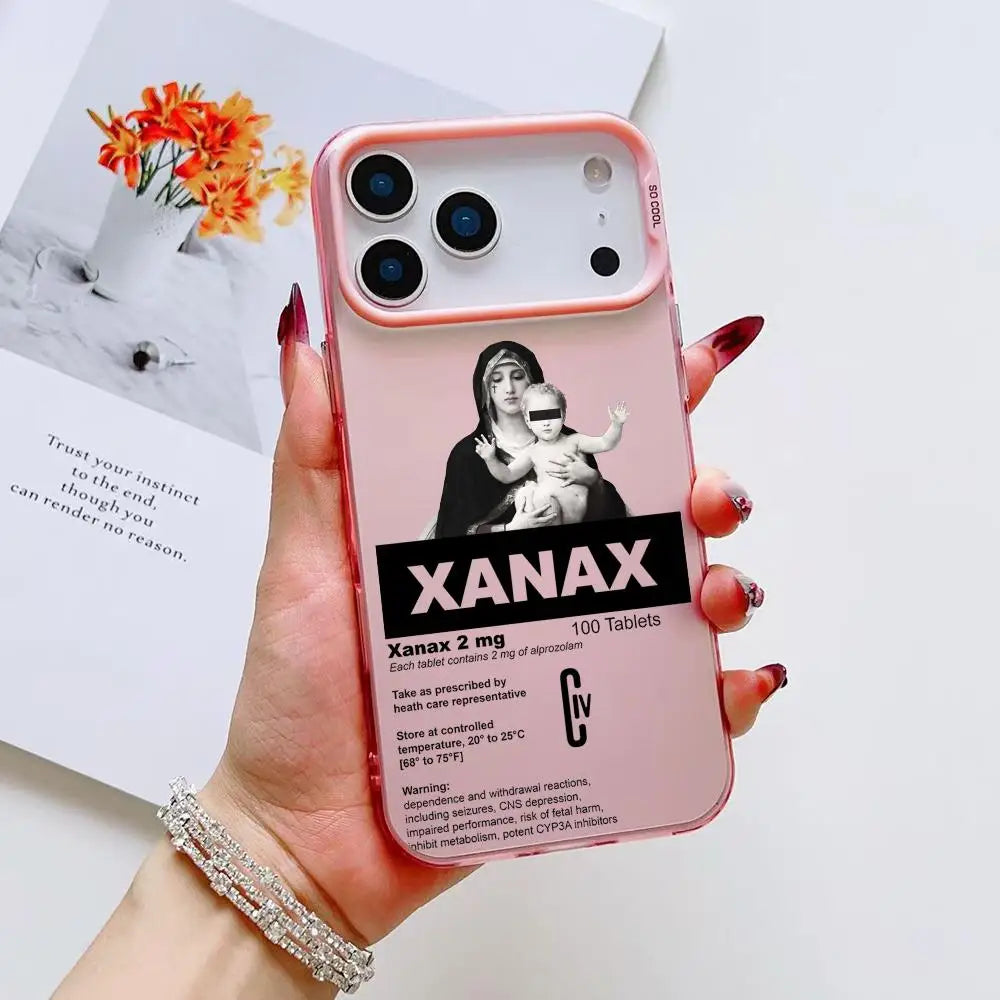 C-Chill Pill XANAXS Phone Case For iPhone 17 16 15 14 13 12 11 Pro Max Air Matte Laser Aurora Shockproof Funda
