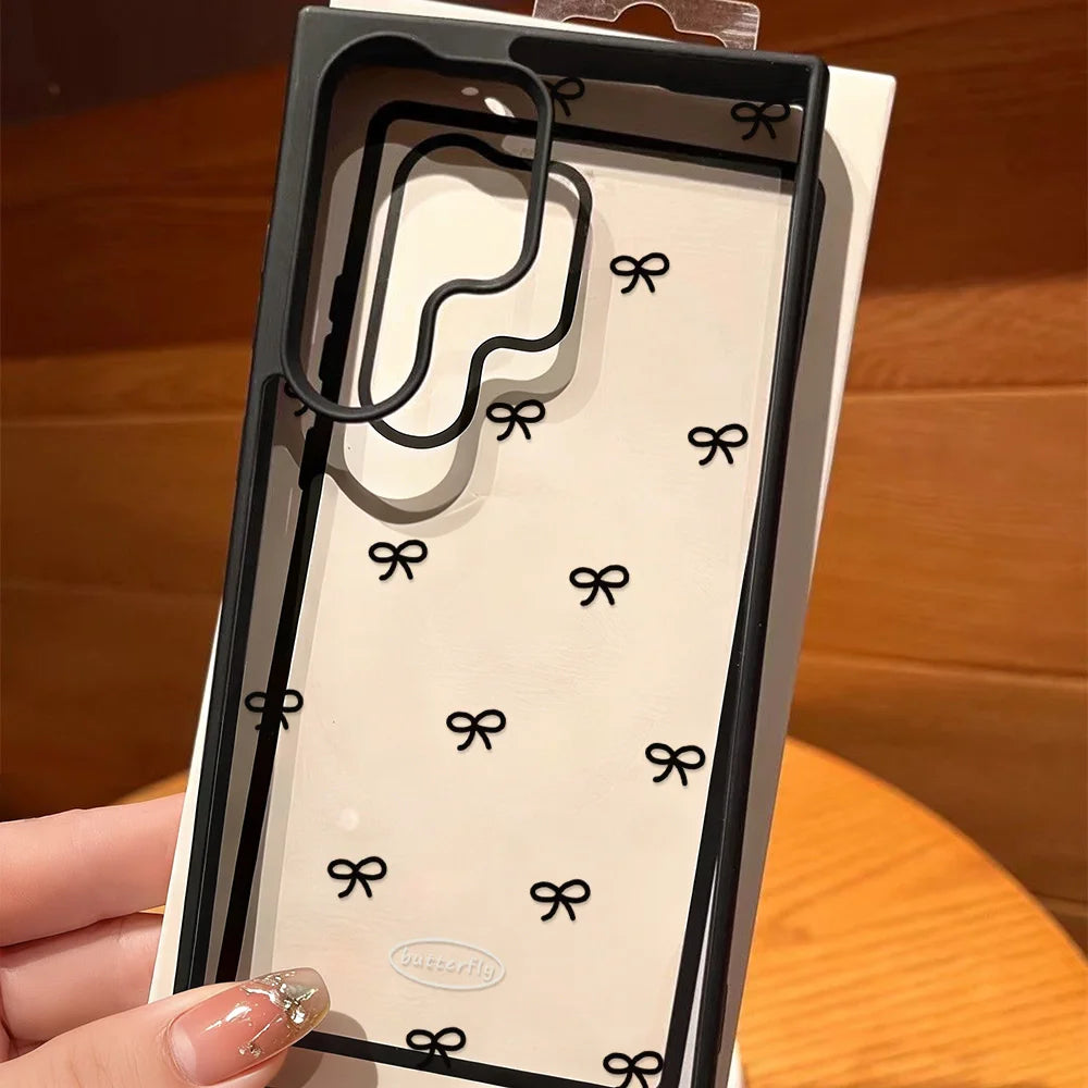 Bow Transparent Phone Case For Samsung Galaxy S25 Ultra S26 Ultra S25 For Samsung S26 S24FE 5G S23 S24 S23 FE Case Cover Plastic