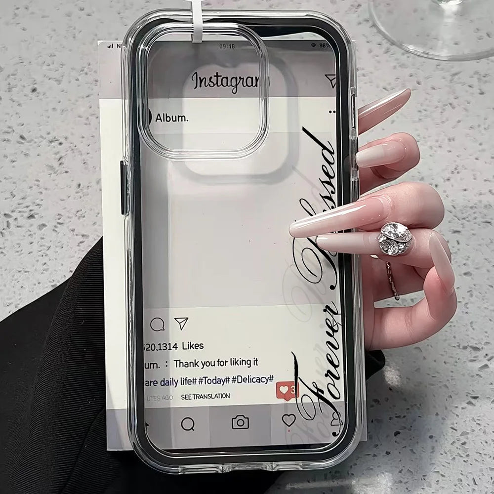 Forever Blessed Simple Clear Phone Case For iPhone 17 13 16 15 11 12 14 Pro Max 17 Air XR X Case Silicone Shockproof Soft Cover